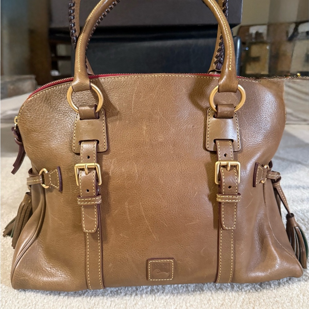 Dooney & Bourke Brown Florentine Dome Tassels Leather Satchel